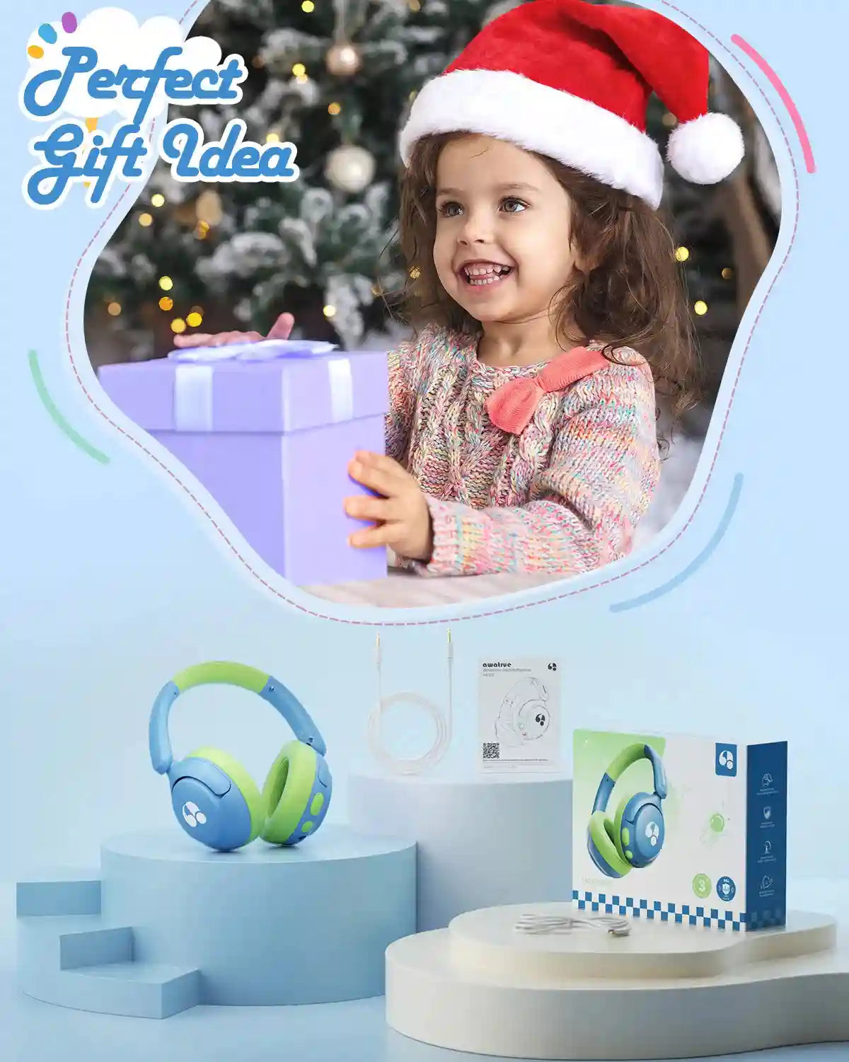 Wireless Kids Headphones - Volume Limited Over-Ear Stereo Audio Tidesmit