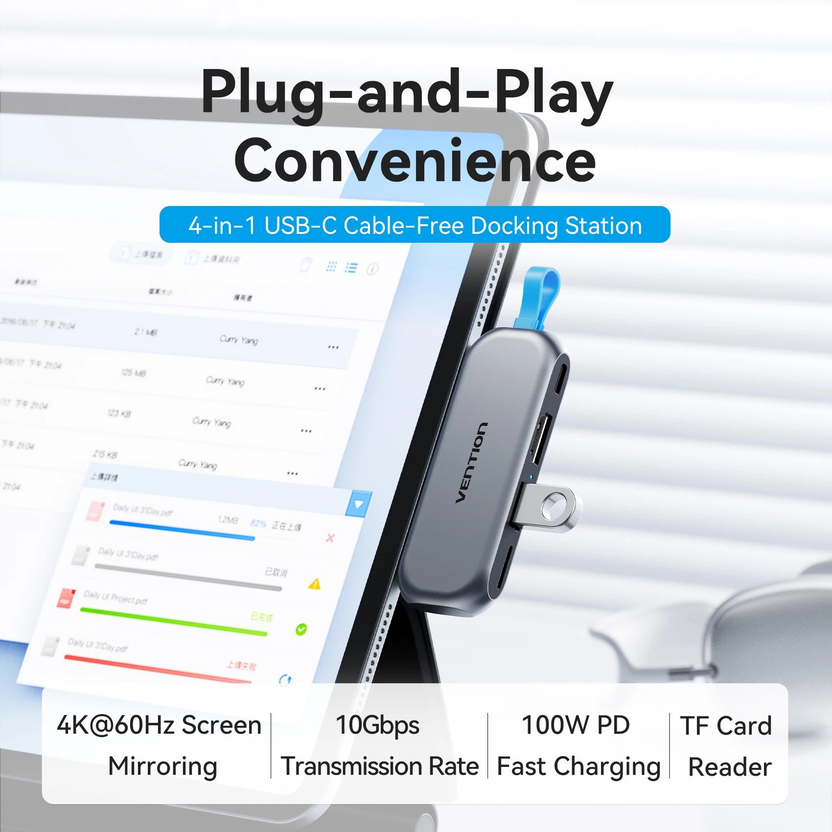 USB C Hub 4K 60Hz HDMI Adapter with 100W PD Charging for MacBook Tidesmit
