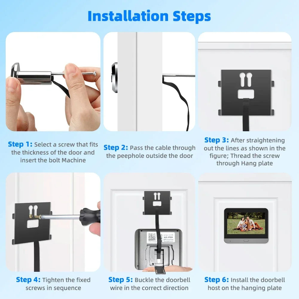 Tuya Smart 3MP WiFi Peephole Video Door Camera Security One-way Audio Night Vision 4.3' HD Video Door Camera