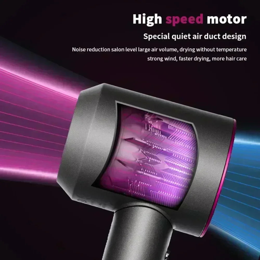 5-in-1 professional hair dryer in matte grey with high-speed motor and quiet air duct technology for fast, safe drying.