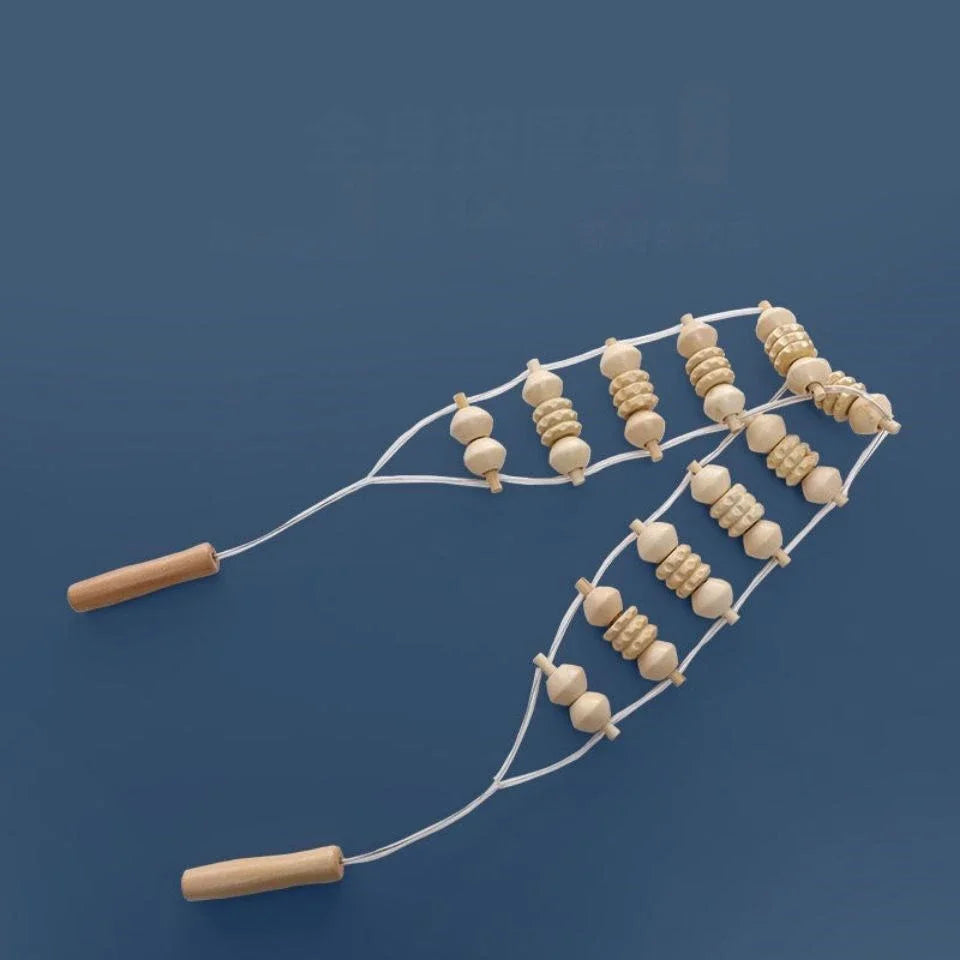 Wood Back Massage Roller Rope for Deep Tissue Pain Relief 110cm Body Shaping Massage Equipment Tidesmit