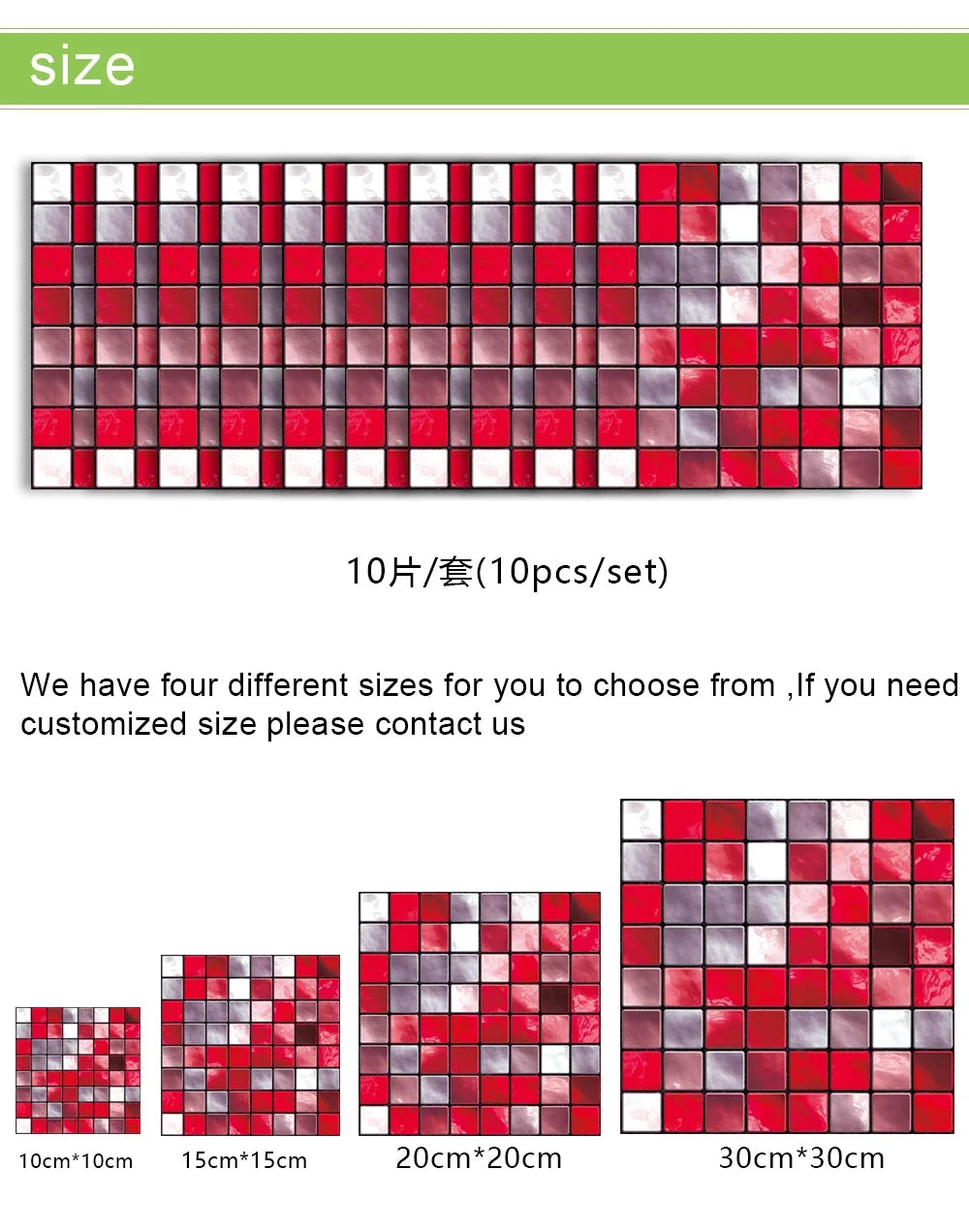 10pcs Purple Mosaic Hard Tiles Sticker Flat Printed in 2d Transfers Cover for Kitchen Bathroom Wallpaper Peel & Stick Wall Decal