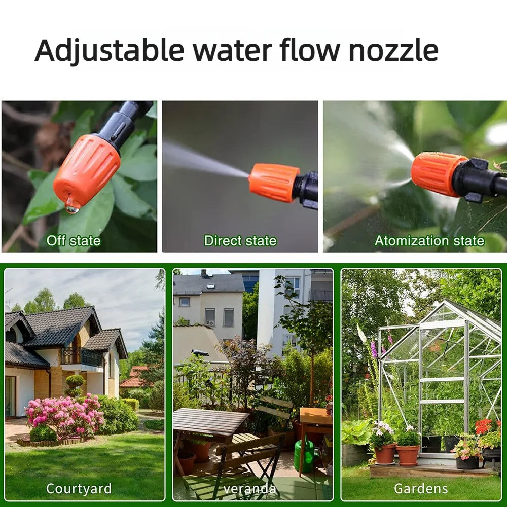 Adjustable Water Atomization Kit – A Cooling Marvel for Farms, Summer Outdoor Low-Pressure Garden Sprinkler, and Automatic Plant