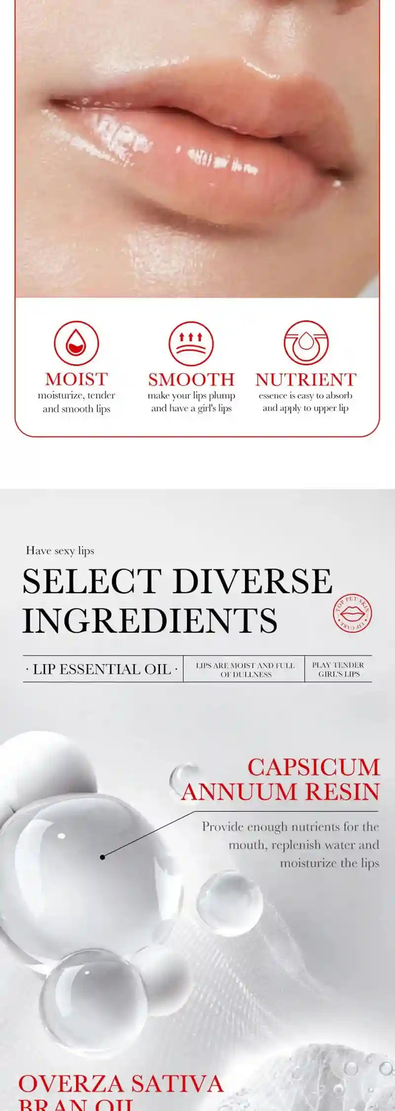 Lip Plumping Serum with Hyaluronic Acid - Hydrating Lip Care Treatment Lip Care Tidesmit