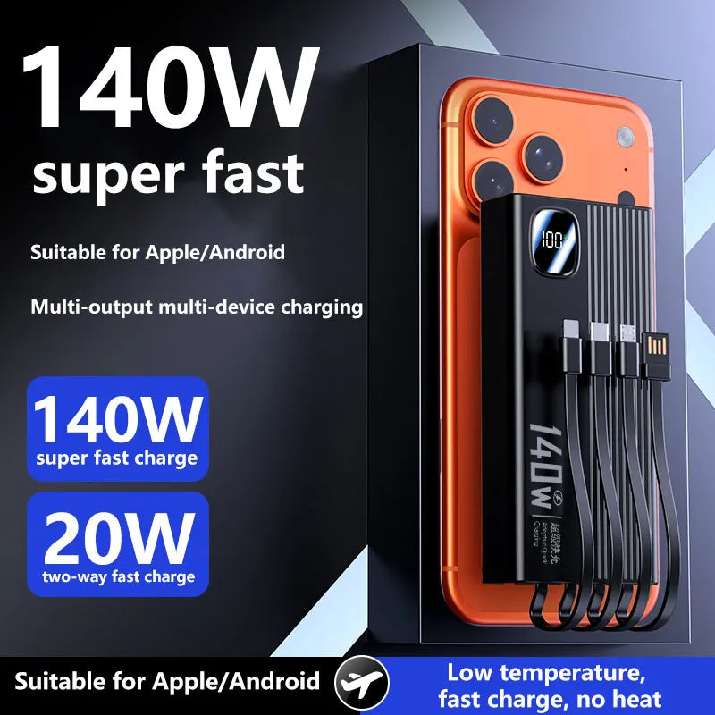 Portable Charger with 4-in-1 Cables - High Capacity Power Bank 50000mAh+ Tidesmit
