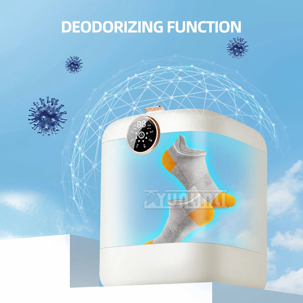 Tidesmit portable automatic underwear and socks washer showing the integrated drying cycle control panel feature