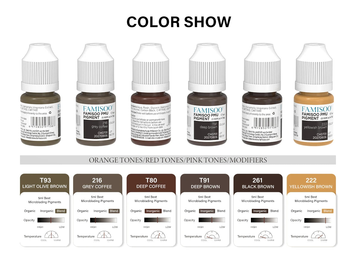 Eyebrow Tattoo Ink - Professional 5ml Microblading Pigment for PMU Machines Permanent Makeup Machines Tidesmit