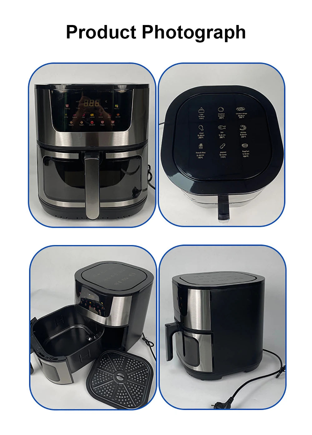 Air Fryer 8L 2800W Oil Free Electric Air Fryer with Touchscreen Household Multi-function Non-fat Fryer with Visible Window