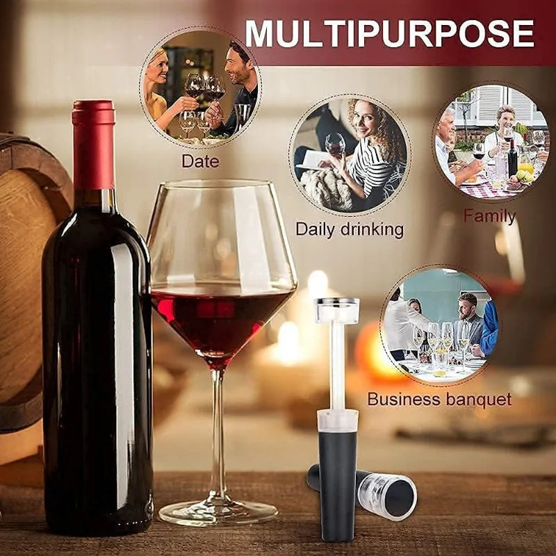Vacuum Wine Stopper, Reusable Stoppers with Built-in Vacuum Pump Leakproof Wine Bottle Sealer Silicone Caps,Wine Saver