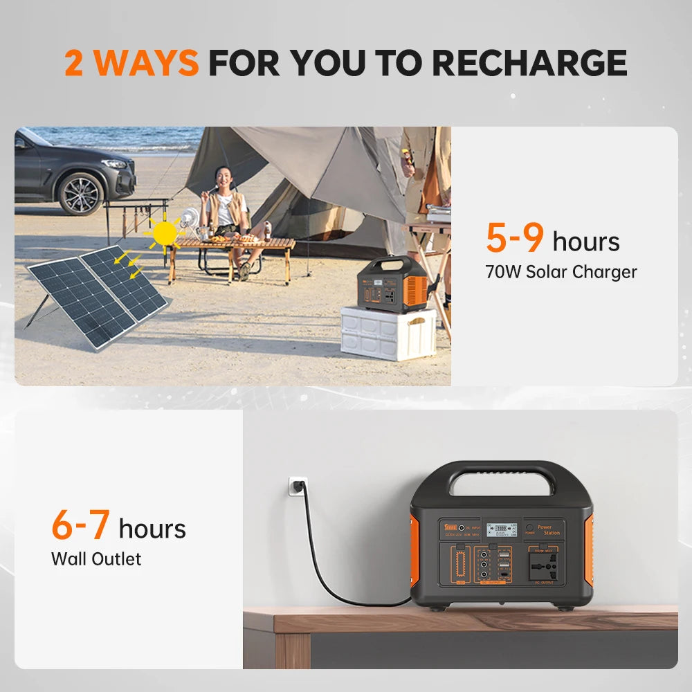 Gaiaray 500W 300W Portable Power Station 460.8Wh LiFePO4 Battery Charging Station 110V Solar Generator Emergency Power Bank for Camping Travel