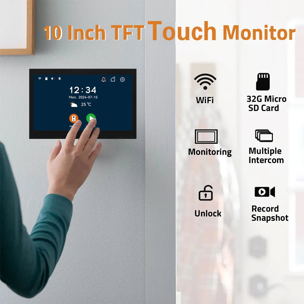 Tuya 1080P 5G Wifi 7/10 Inch 2pcs Touch Monitor for Apartment System Home Security 2 Wire Doorbell Card Swipe APP NFC unlock