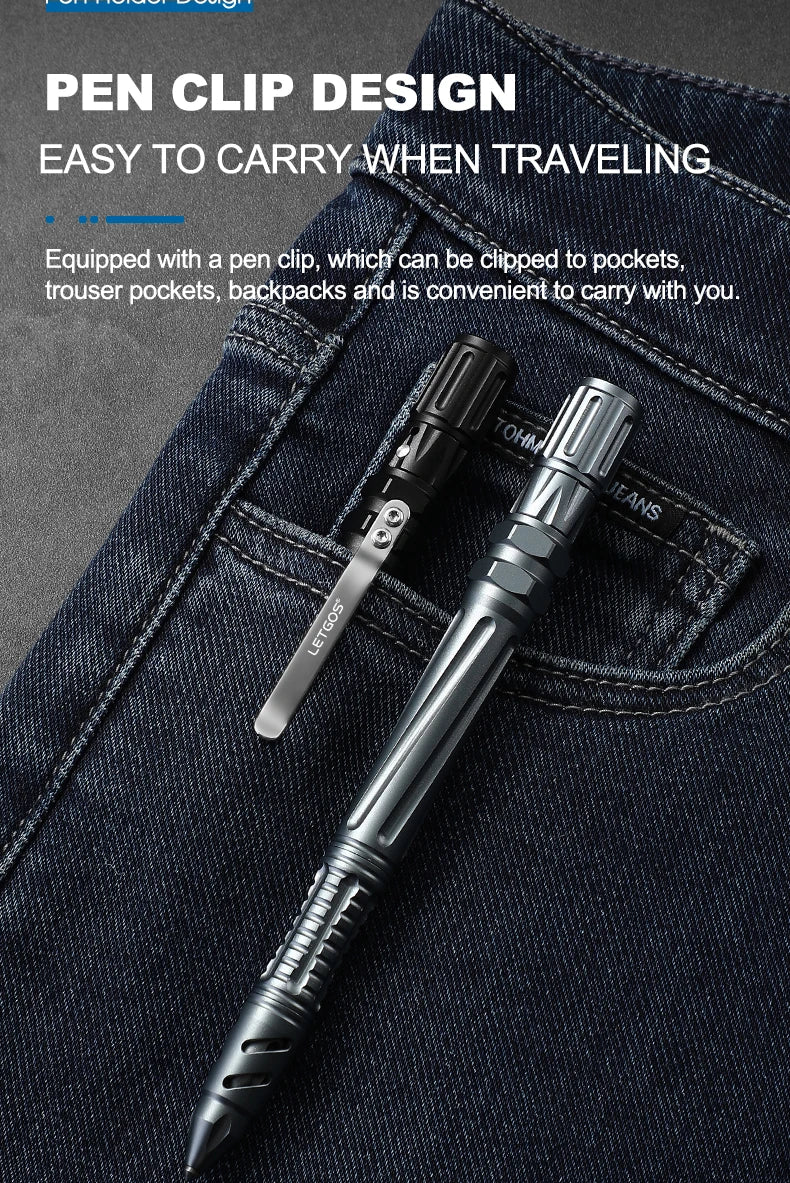 LETGOS Tungsten Steel Tactical Pen - Emergency Self Defense Multi Tool Survival Pen + Glass Breaker + EDC Tool Box Set for Men