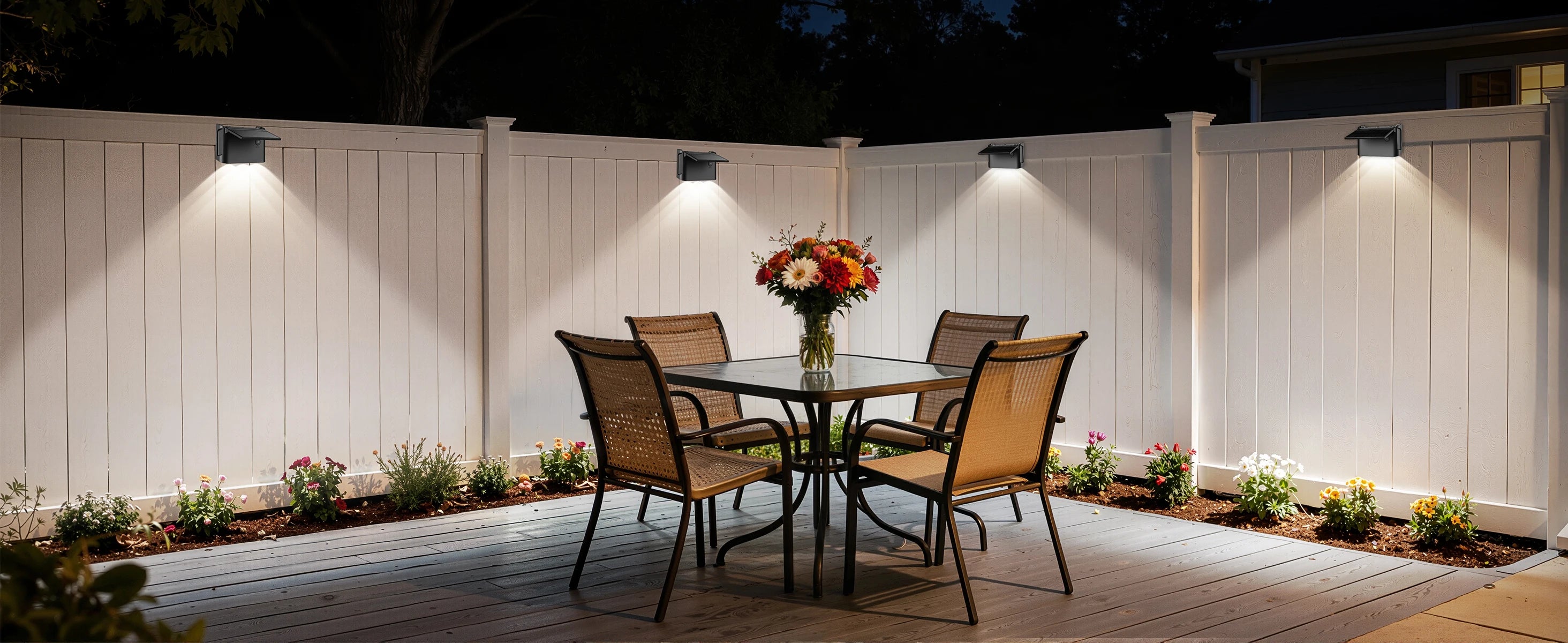 intelamp Solar Wall Lights 2 Pack with Remote, 3 Color Modes, IP65 | Customizable Up/Down lighting, IP65 Waterproof Solar Lamp for Outdoor Walls, Fences, Patios and Entryways