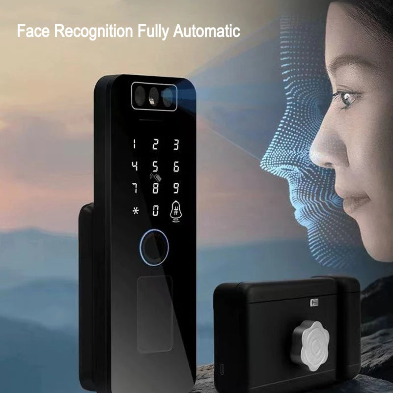 Smart WiFi Door Lock Waterproof Tuya Face Recognition Fingerprint RFID Card Password APP Control Rechargeable Li-Battery Include