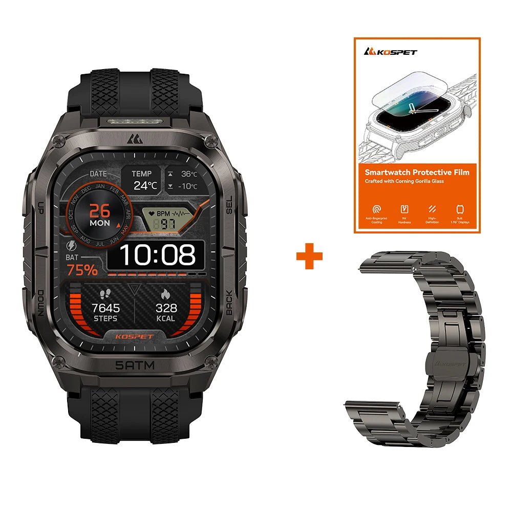 KOSPET TANK M4C Smartwatch for Men Tactical Outdoor Watch with Walkie-Talkie & GPS Military-Grade Durability 5ATM Waterproof