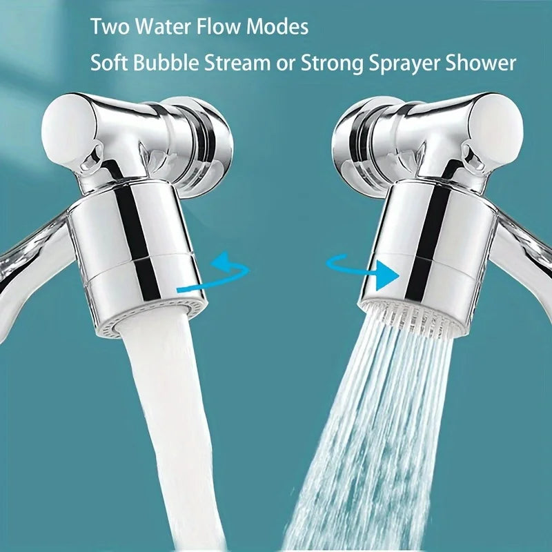 1440° Swivel Bathroom Faucet Nozzle Silvery Suitable for Kitchen Faucet Extender Washbasin Robotic Arm Home Renovation Accessory