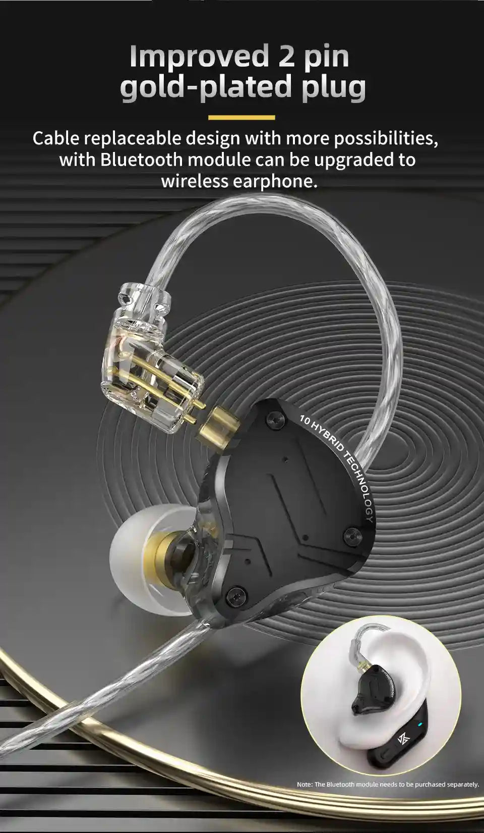 Wired In-Ear Monitors ZS10 Pro X - HiFi Studio Sound & Detachable Cable Tidesmit