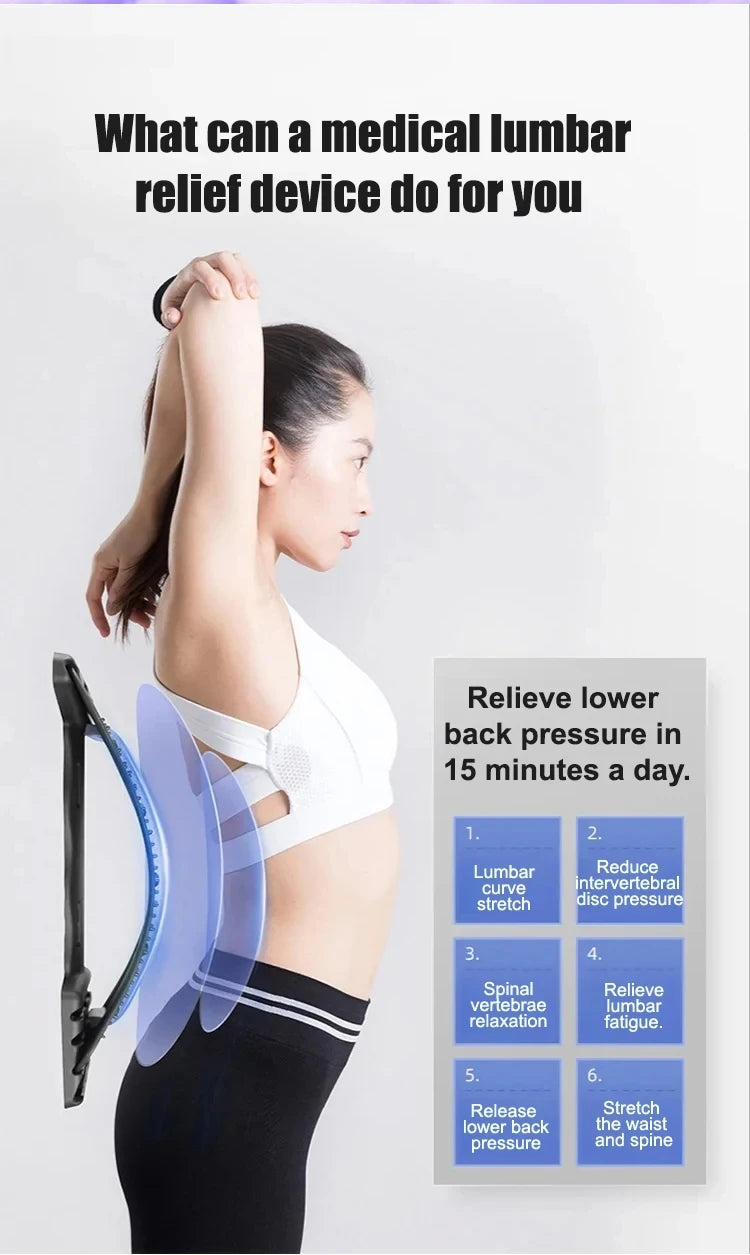 Back Stretcher Adjustable Lumbar Support - Ergonomic Spine Relief Device Back Massage Instrument Tidesmit
