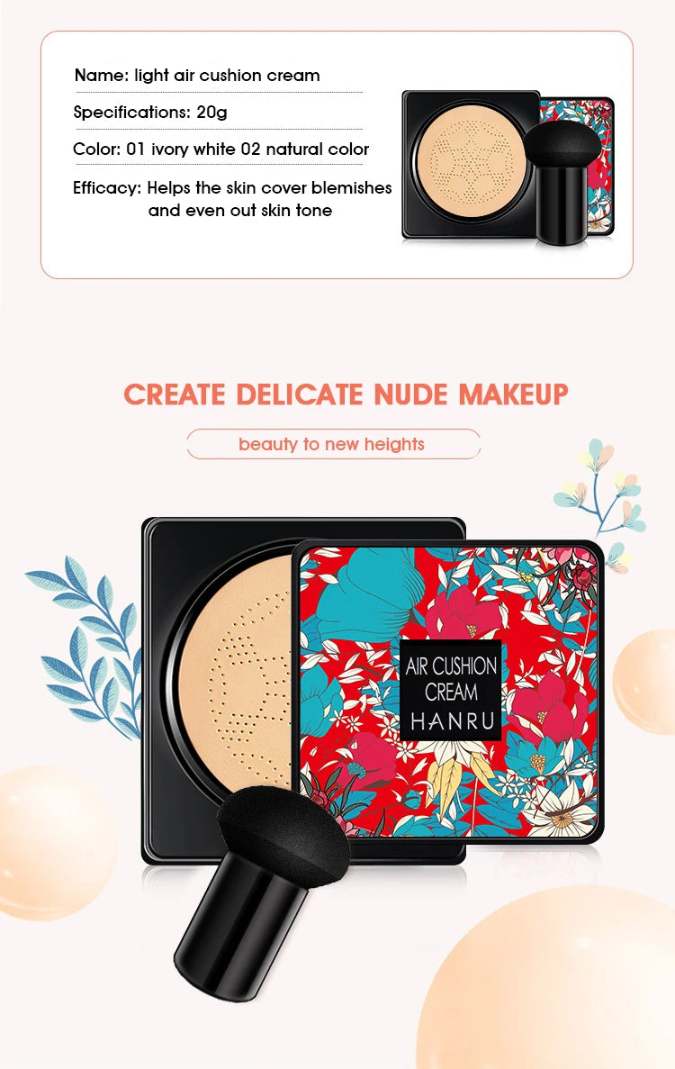 Tidesmit Mushroom Air Cushion BB cream texture close-up for moisturizing face makeup and nourishing coverage