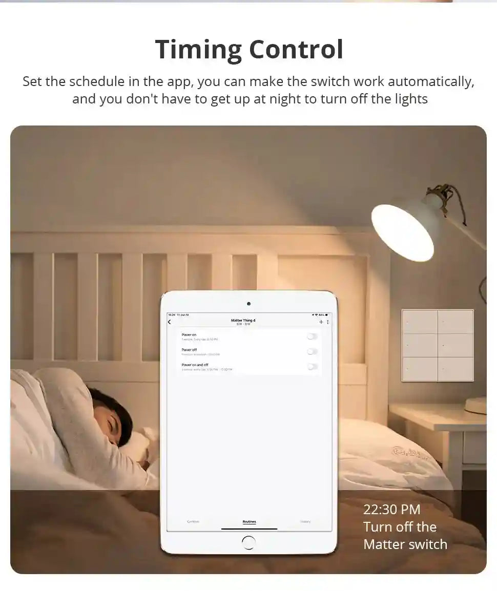 Matter Smart Wall Light Switch WiFi | 1-6 Gang Multi-Room Control Tidesmit