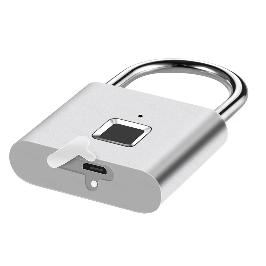 KERUI Fingerprint Lock Keyless USB Charging Smart Padlock Anti-theft Zinc Waterproof Door Lock 0.2sec Unlock Portable Door Lock