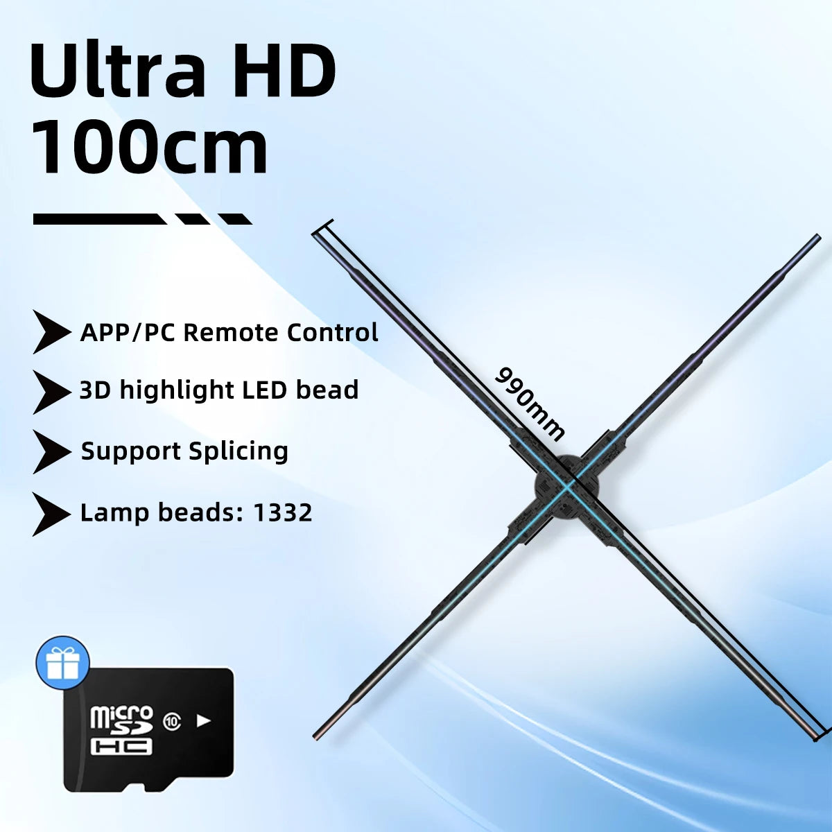 3D LED hologram projector fan, Ultra HD 100cm frame with remote control