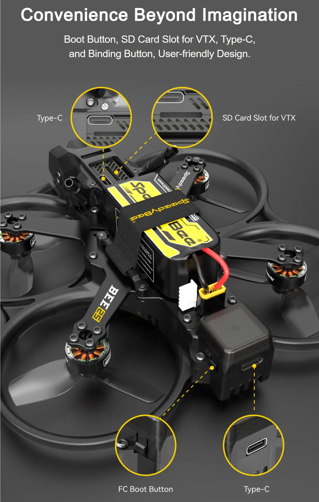 SpeedyBee Bee25 2.5 Inch FPV Drone with O3 Air Unit - PNP/ELRS/TBS Tidesmit