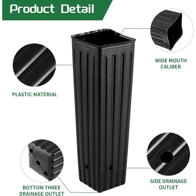 Plastic Deep Plant Nursery Pots Large Seedling Flower Container Starting Pots with Drainage Holes for Indoor Outdoor Gardening