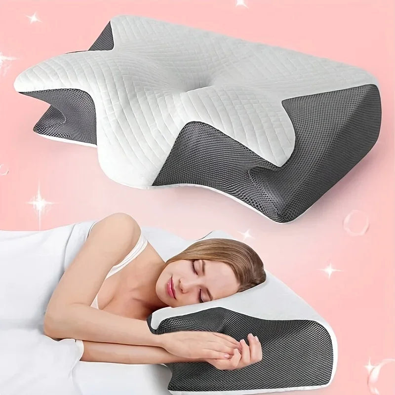 Ergonomic Neck Pillow for Muscle Relief - Contoured Gray Tidesmit Back Massage Instrument Tidesmit