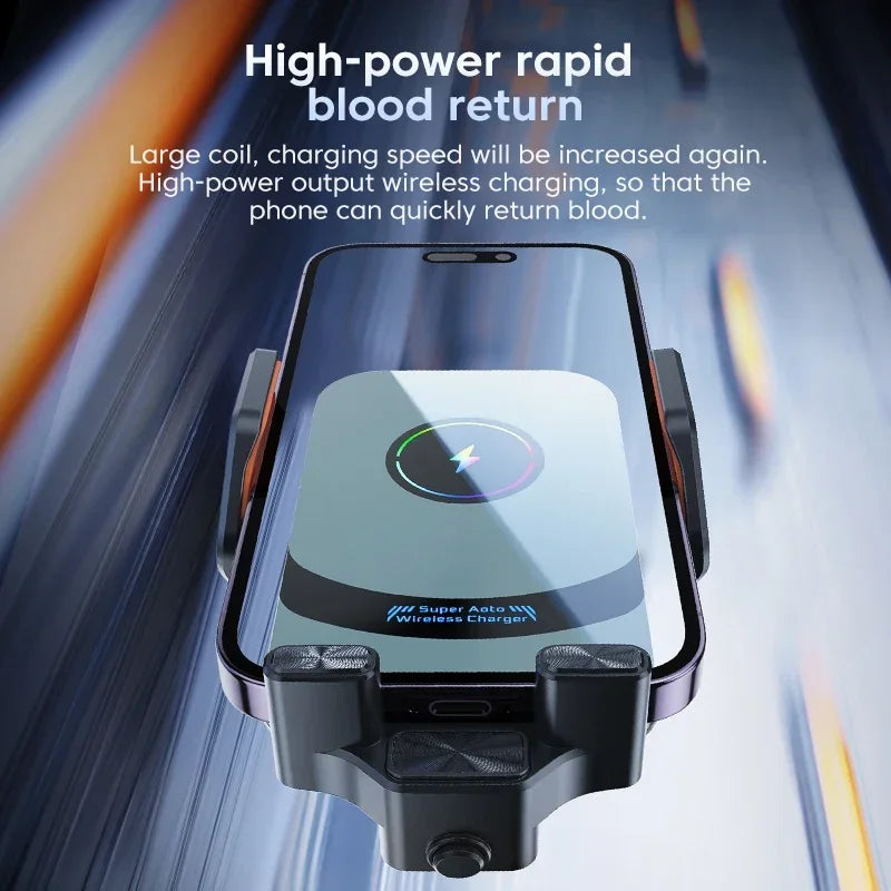 Car Air Outlet Phone Wireless Charger Air Vent GPS Holder For iPhone 16 15 14 13 12 Pro Max Samsung Xiaomi Fast Charging Station