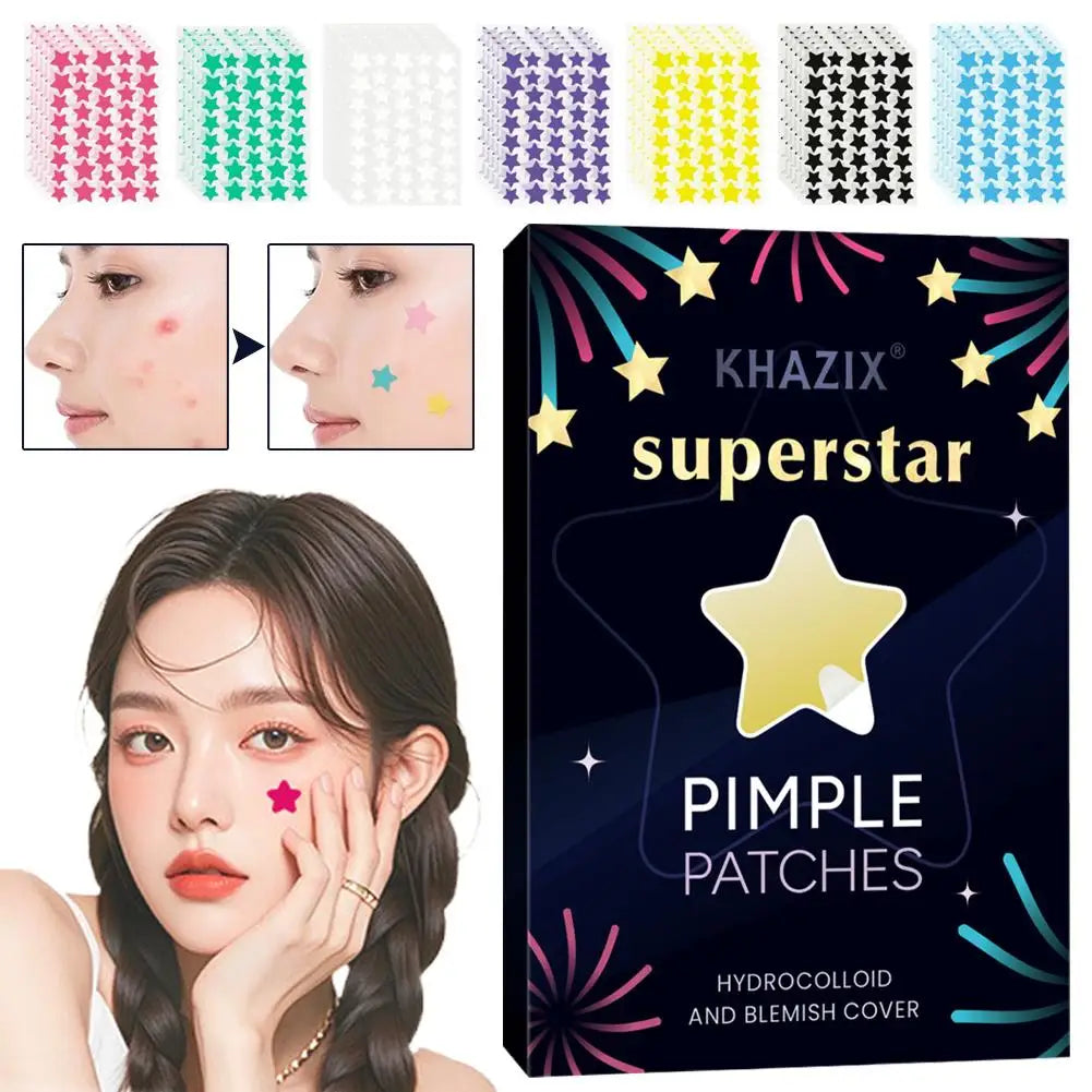 240/280pcs Star-shaped Hydrocolloid Acne Sticker, Various Colors, White, Day Black, Blue, Night Purple, And Yellow, Pink, J0R0