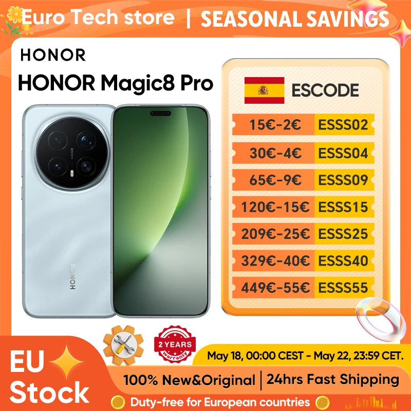 EU Version Honor Magic 8 Pro 5G Smartphone Snapdragon 8 Elite Gen 5 200MP AIMAGE 6270mAh 100W 6.71''OLED NFC eSIM HONOR
