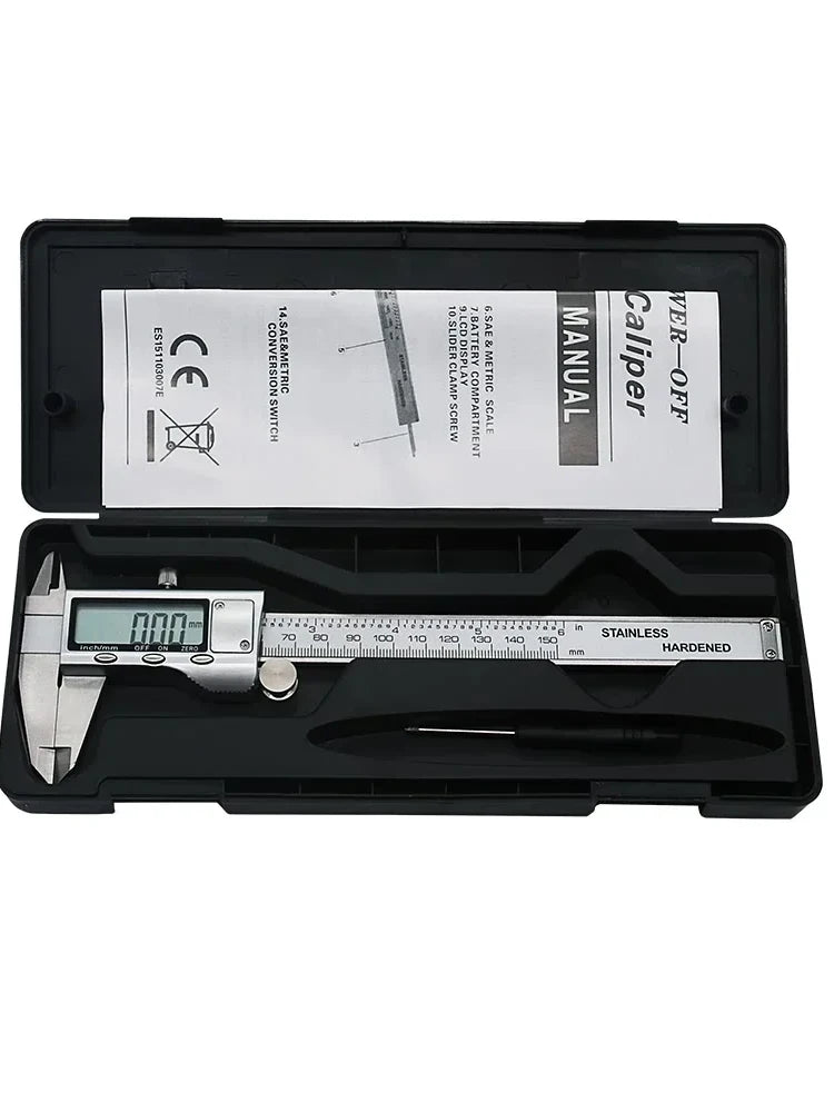 6 Inch 150mm Digital Vernier Caliper Stainless Steel Micrometer Measuring Tool Depth Ruler