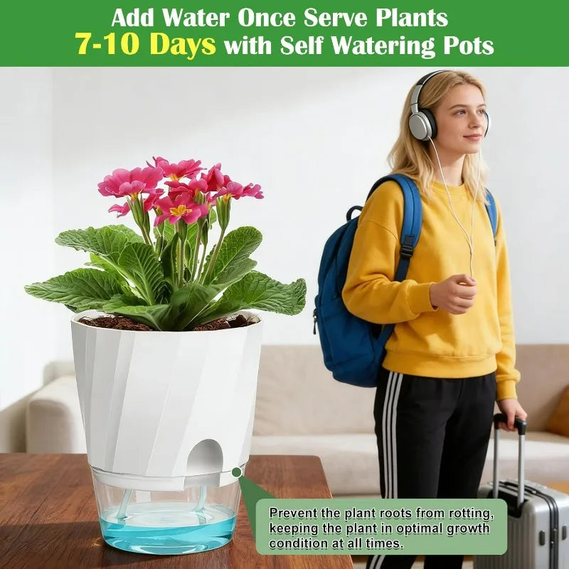 Self Watering Plants Pots Lazy Hydroponic Flower Preventing Drought Flowerpot with Injection Hole Indoor Outdoor Garden Supplies