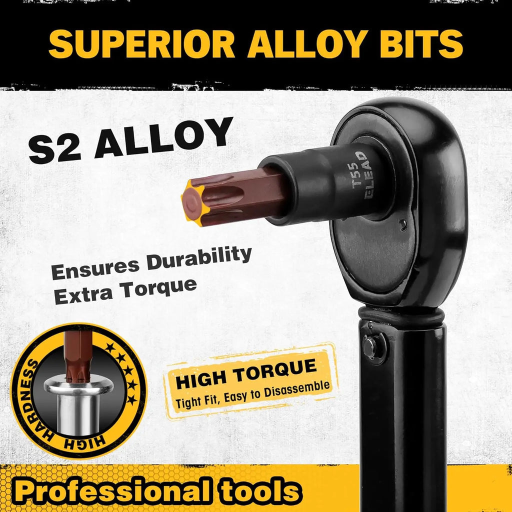 ELEAD 31PC Torx Bit Socket Set Premium CR-V & S2 Alloy Steel Star T8-T70 & E-Torx E4-E24 High Torque Laser Marked