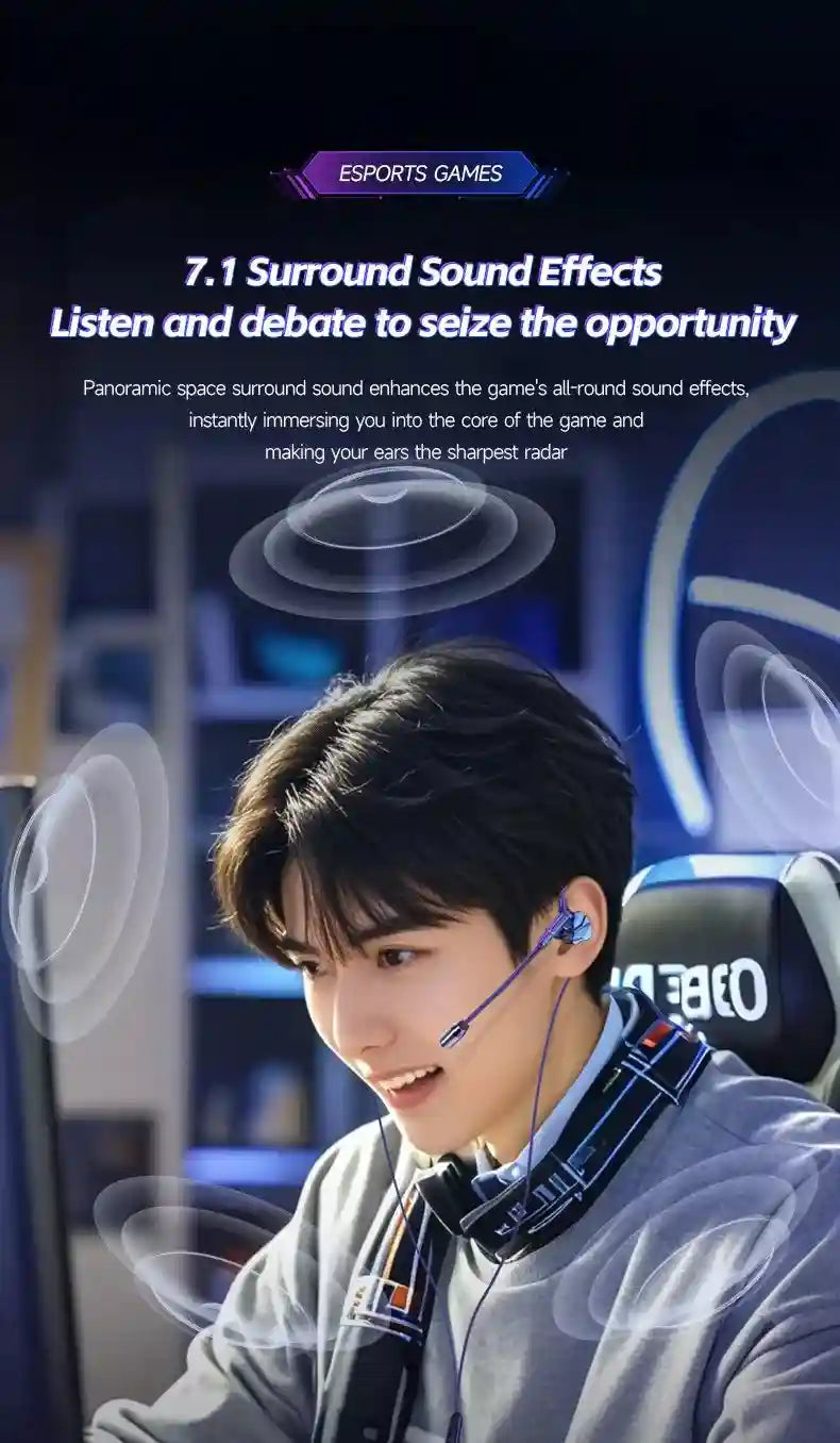 Gaming Earbuds 7.1 Surround Sound with Dual Mic by Tidesmit Tidesmit