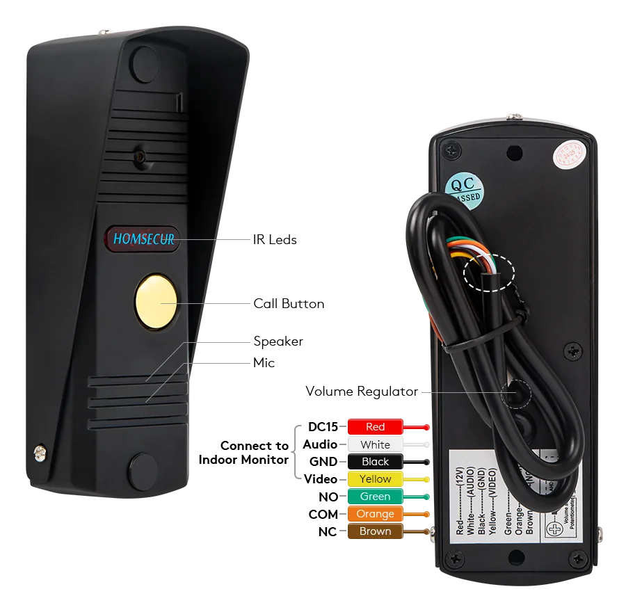 (Not Standalone) HOMSECUR 84201-CR-FHD Doorbell Camera 2.0MP Night Vision For HDK Video Door Phone Intercom Doorbell
