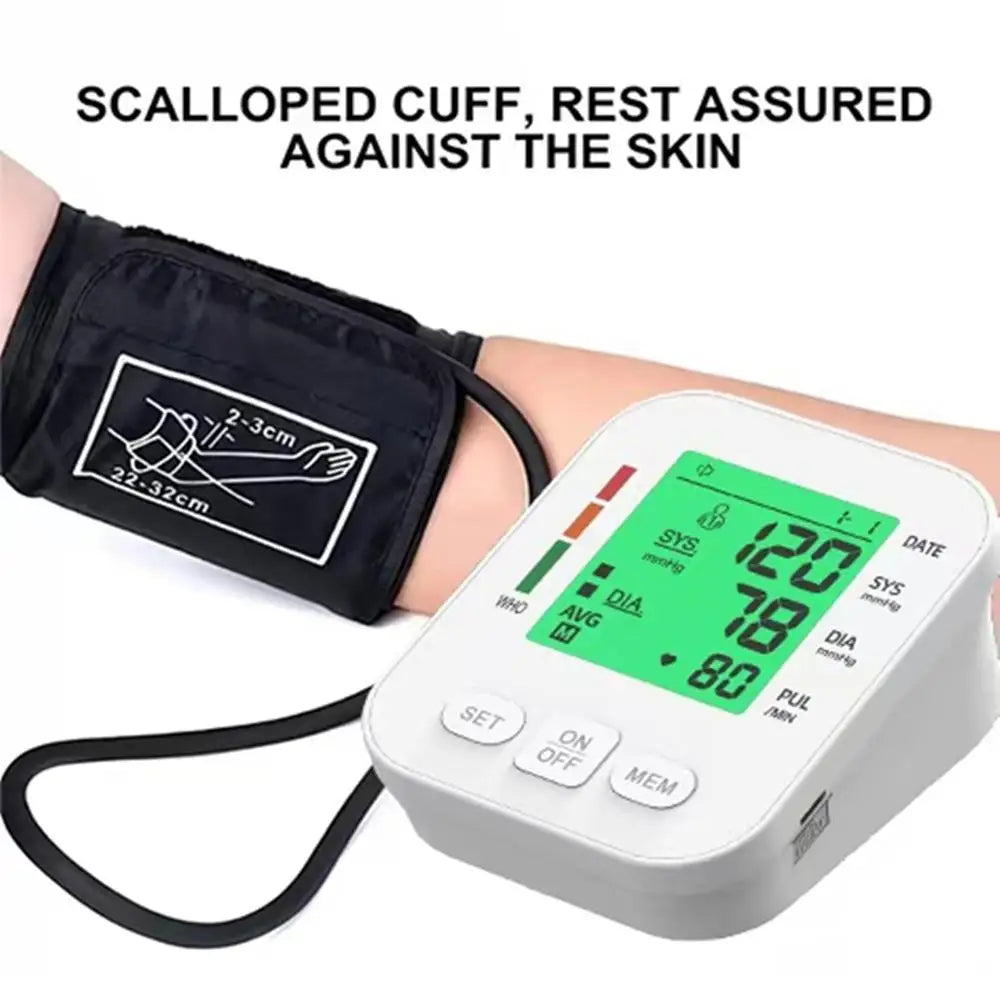 LCD Backlight Blood Pressure Test Kit Upper Arm BP Monitor Automatic Tonometer Digital Sphygmomanometer for Home Use Health Care