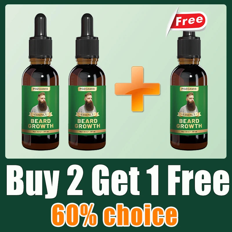 Beard Growth Essence for Thicker Facial Hair - Natural Formula Relaxation Treatment Buy 2 Get 1 Free Tidesmit