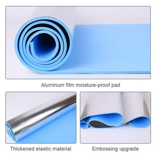 Thick yoga mat, smart yoga mat side angle view with moisture-proof aluminum film, anti-skid EVA foam for fitness.