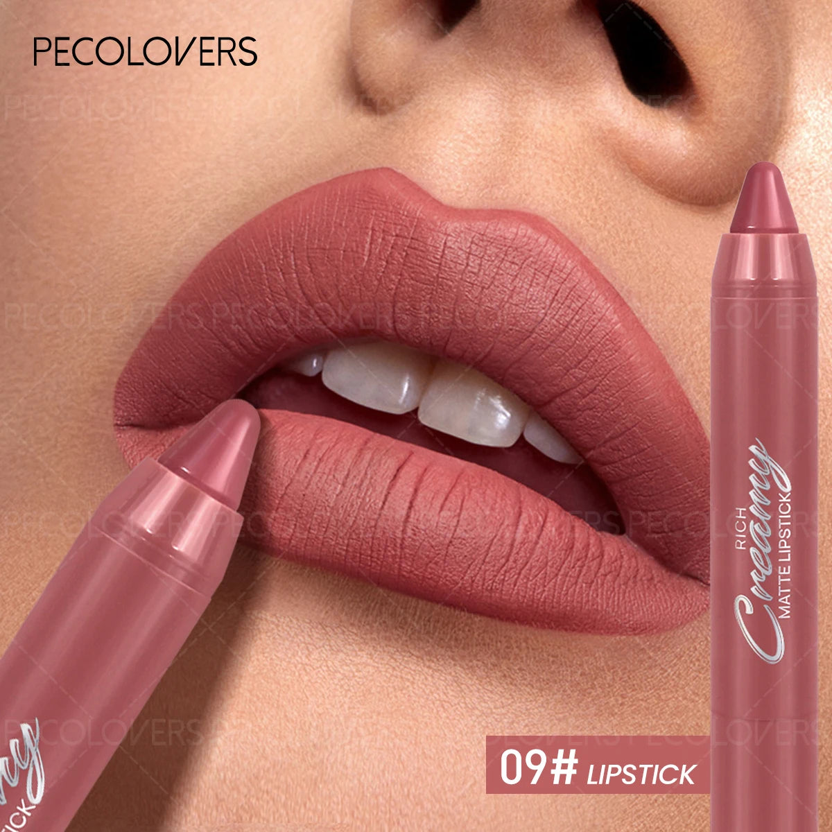 Creamy matte mauve lip liner lipstick for plump, defined lips. Peolovers long-lasting, smooth lip makeup applicator.