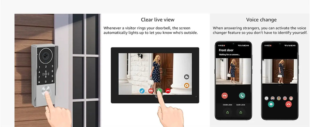 2-Wire TUYA Smart Video intercom doorbell 1080P Waterproof Camera 5G Wifi 7/10inch Touch Screen Support Password Inductive Card