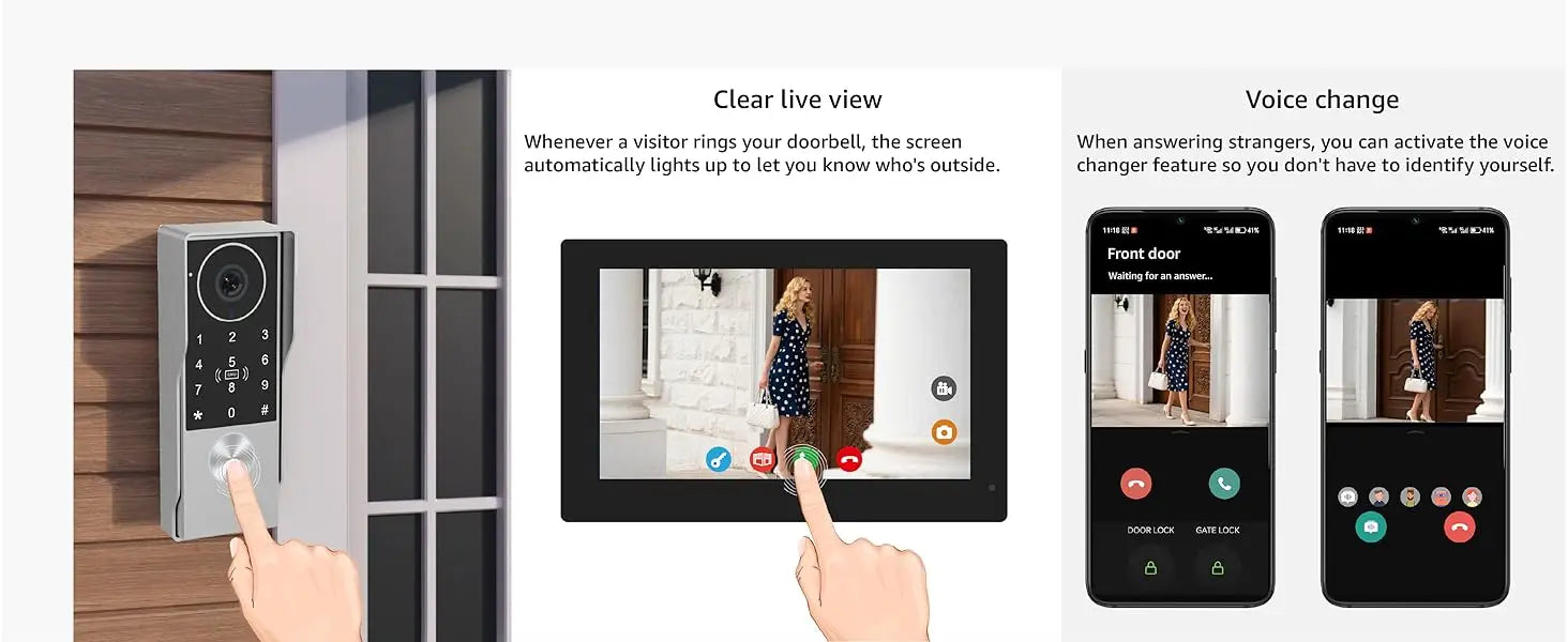 2-Wire TUYA Smart Video intercom doorbell 1080P Waterproof Camera 5G Wifi 7/10inch Touch Screen Support Password Inductive Card