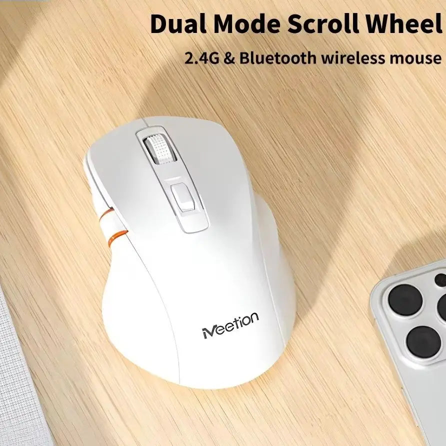 Ergonomic Dual-Mode Wireless Slient Office Mouse 2.4G/BT 5.1 DPI Adjustable Optical Mouse With Scroll Wheel For PC Computer