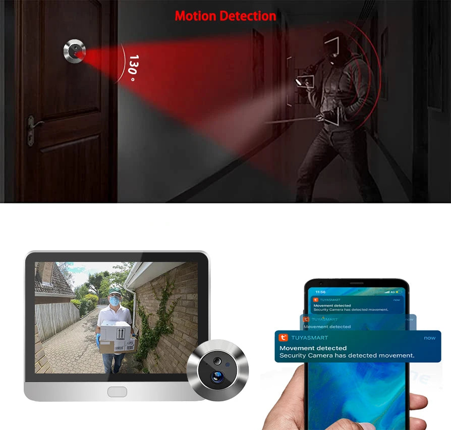 Tuya Smart Security Home Digital Door Peephols With 4.3inch Screen 3MP Wireless 2.4G Wifi Video Eye Door Camera Built-in Mic