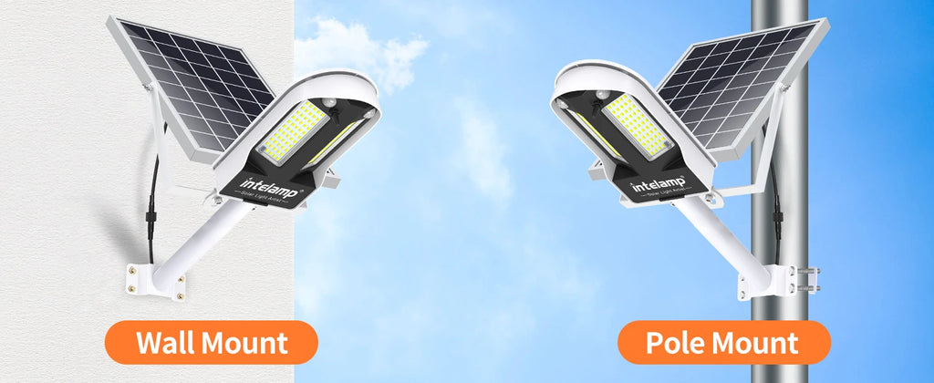 Intelamp Solar Street Lights Outdoor Lamp 3000LM 12500mAh With Two Motion Sensors Super Large Solar Panel For Garden Yard Path