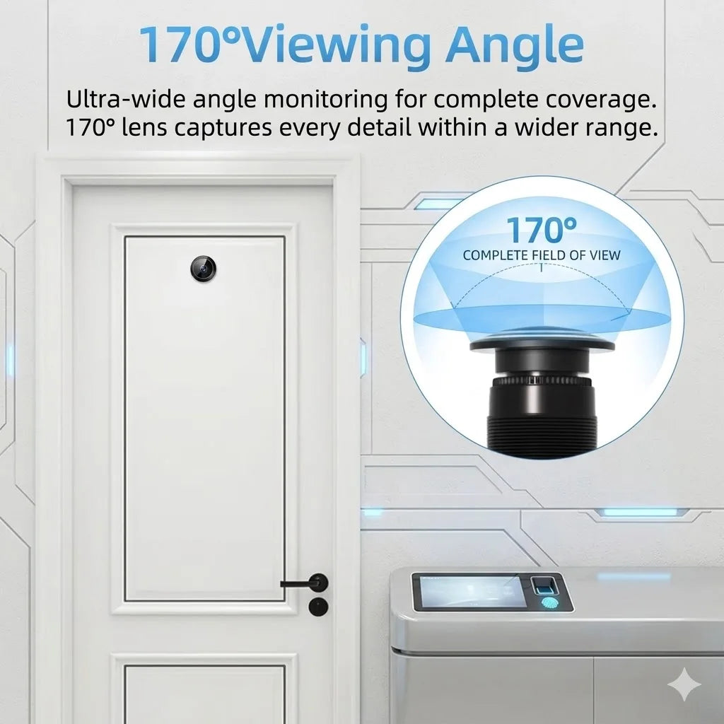 ZEMNIO 3MP 2K HD Smart Peephole Camera, 170° WiFi Video Doorbell, Two-Way/Motion, ICSee/XMEye App, 2.4G, Power Opt. EU/US/UK/AU