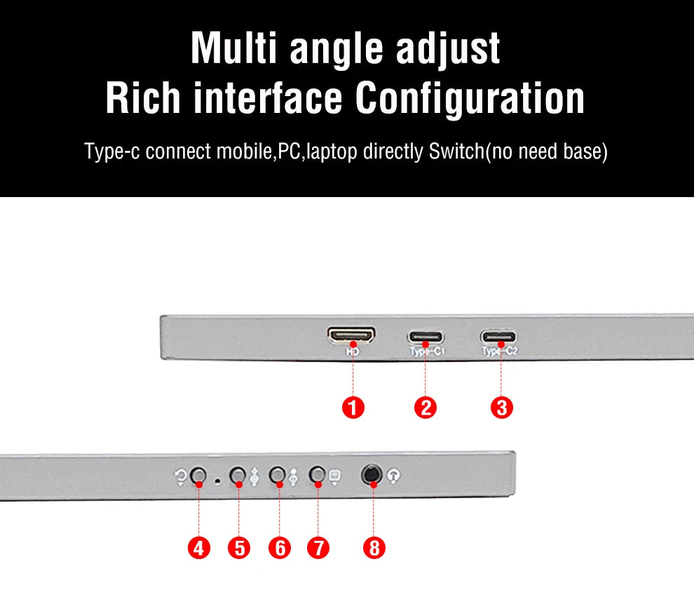 11.6/14/16/18.5 Inch Wireless Projection Monitor Automatic rotation Portable Display for Laptop, Mac and Phone WiFi Projection