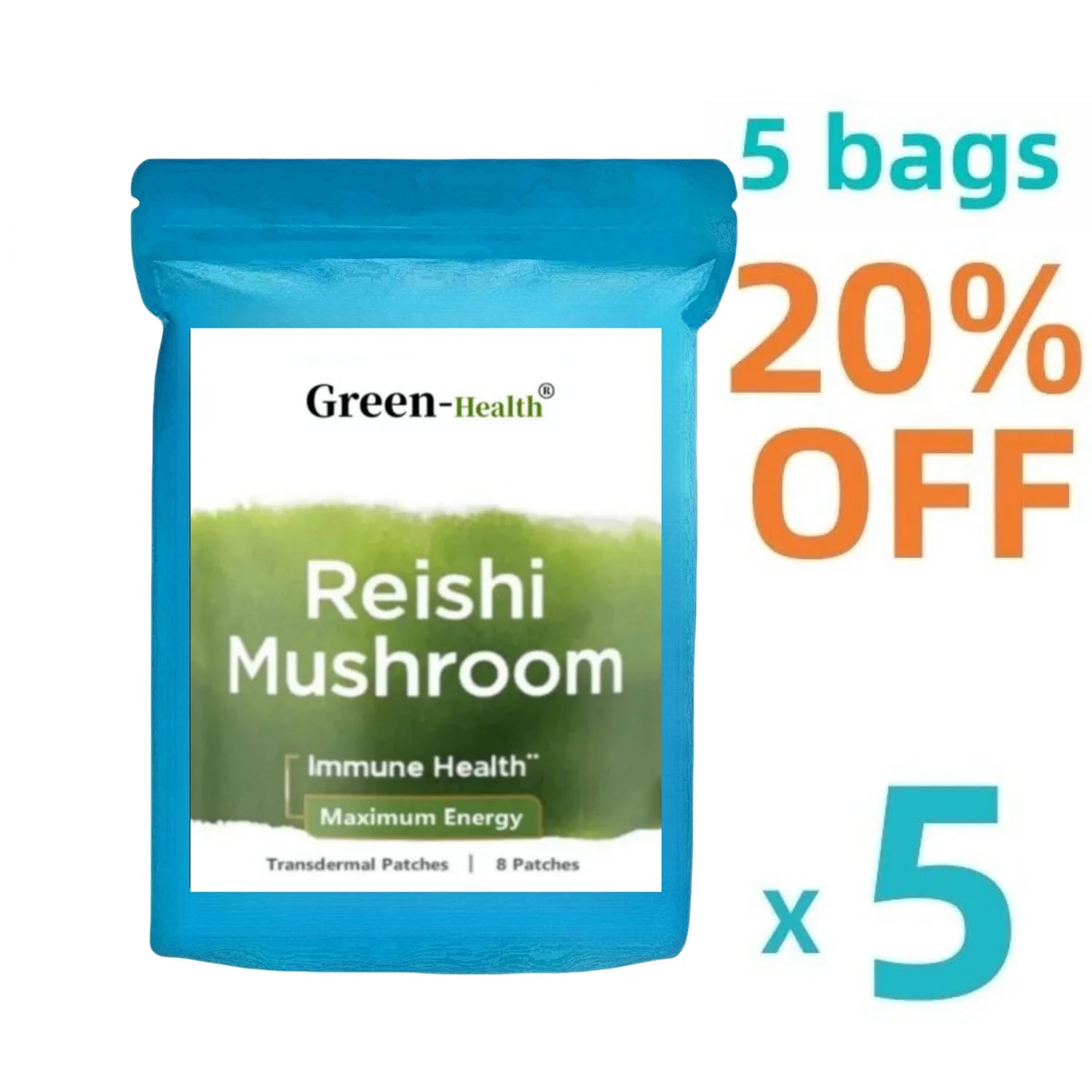 Organic Ganoderma Reishi Mushroom Powder 20:1 Extract Transdermal Patch - 100% Pure No Fillers!!