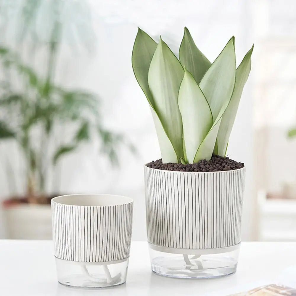 Transparent Self-watering Plants Pot Green Plants Home Bonsai Decor Lazy Flower Pot With Water Container Planter Garden Supplies